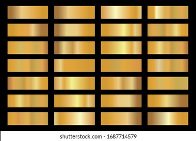 Gold background texture vector icon pattern  Shiny golden metal foil gradient set