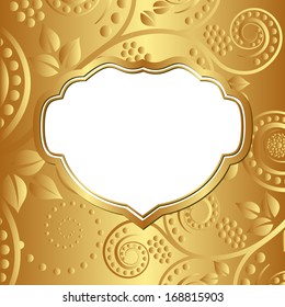 gold background with vintage frame and transparent space insert 