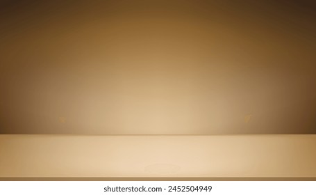 Gold Background Wall Studio Room with Spotlights,Shadow on floor.Empty Golden Backdrop Stage Show with neon light for product presentation,Vector 3D Brown metallic metal Display Podium Stand 