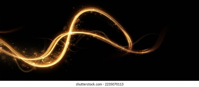 Gold background. wavy lines of fire. light effect.	