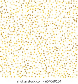 Gold background. Yellow and gold circles on white background. Vector colorful round confetti splash isolated on white background. Circles confetti fall from top to bottom. 