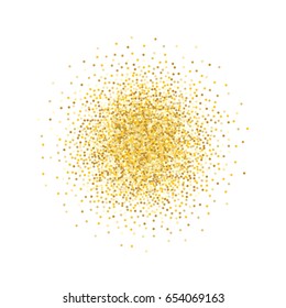 Gold background. Yellow and gold circles on white background. Vector colorful round confetti splash isolated on white background. Circles confetti fall from top to bottom. 