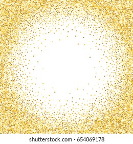 Gold background. Yellow and gold circles on white background. Vector colorful round confetti splash isolated on white background. Circles confetti fall from top to bottom. 