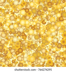 Gold background. Yellow and gold circles on white background. Vector colorful round confetti splash isolated on white background. Circles confetti fall from top to bottom. Postcard design.