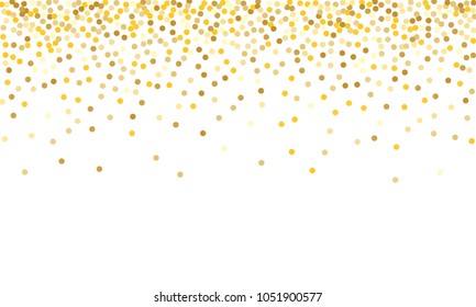 Gold Background. Yellow, Golden and Gold Circles on White Background. Vector Colorful Circles Confetti Isolated on White Background. Circles Confetti Fall From Top To Bottom. Postcard Design.