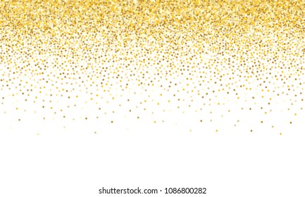 Gold Background. Yellow, Golden and Gold Circles on White Background. Vector Colorful Circles Confetti Isolated on White Background. Circles Confetti Fall From Top To Bottom. Postcard Design.