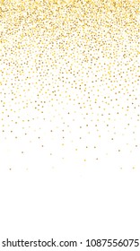 Gold Background. Yellow, Golden and Gold Circles on White Background. Vector Colorful Circles Confetti Isolated on White Background. Circles Confetti Fall From Top To Bottom. Postcard Design.