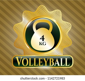  Gold badge with 4kg kettlebell icon and Volleyball text inside