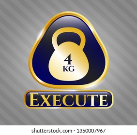  Gold badge with 4kg kettlebell icon and Execute text inside