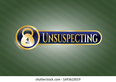  Gold badge with 4kg kettlebell icon and Unsuspecting text inside