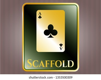  Gold badge with ace of clover icon and Scaffold text inside