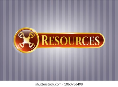  Gold badge with air drone icon and Resources text inside