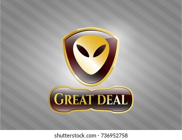  Gold badge with alien icon and Great Deal text inside