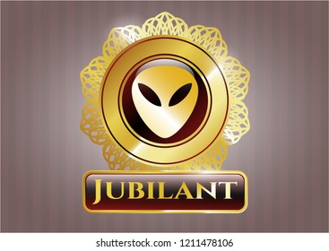  Gold badge with alien icon and Jubilant text inside