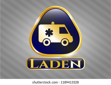  Gold badge with ambulance icon and Laden text inside