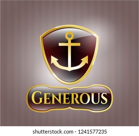  Gold badge with anchor icon and Generous text inside