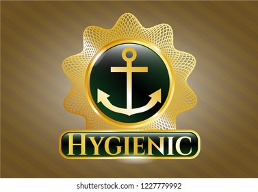  Gold badge with anchor icon and Hygienic text inside