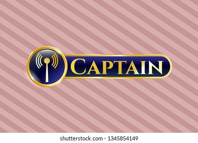  Gold badge with antenna signal icon and Captain text inside