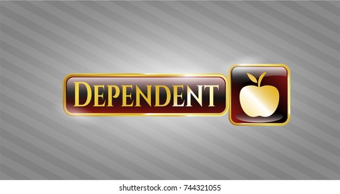  Gold badge with apple icon and Dependent text inside