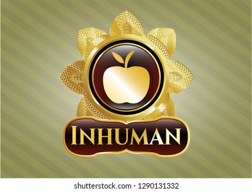  Gold badge with apple icon and Inhuman text inside
