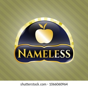   Gold badge with apple icon and Nameless text inside