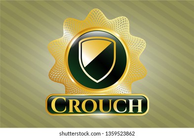  Gold badge with armor icon and Crouch text inside