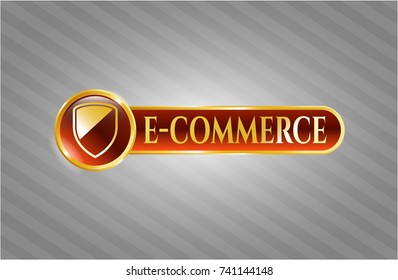  Gold badge with armor icon and e-commerce text inside