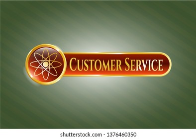  Gold badge with atom icon and Customer Service text inside