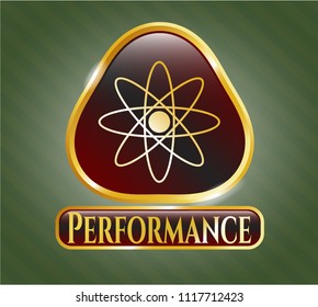  Gold badge with atom icon and Performance text inside