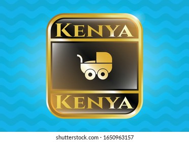  Gold badge with baby cart icon and Kenya text inside