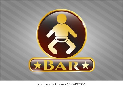  Gold badge with baby icon and Bar text inside