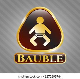  Gold badge with baby icon and Bauble text inside