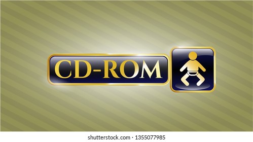  Gold badge with baby icon and CD-ROM text inside