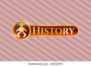  Gold badge with baby icon and History text inside