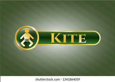  Gold badge with baby icon and Kite text inside