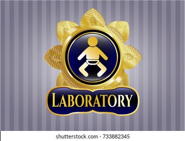  Gold badge with baby icon and Laboratory text inside