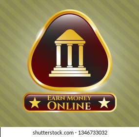  Gold badge with bank icon and Earn Money Online text inside