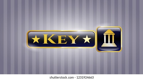  Gold badge with bank icon and Key text inside