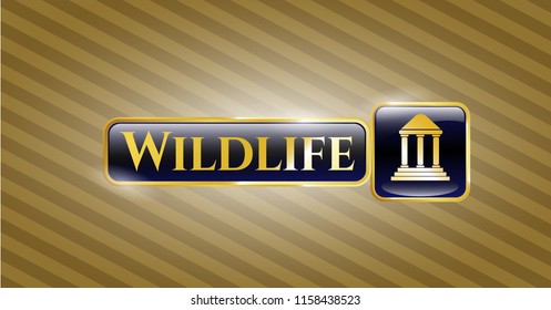  Gold badge with bank icon and Wildlife text inside