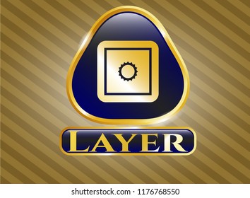  Gold badge with bank safe icon and Layer text inside