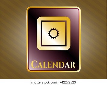  Gold badge with bank safe icon and Calendar text inside