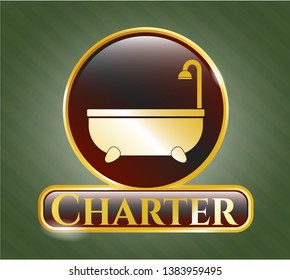  Gold badge with bathtub icon and Charter text inside