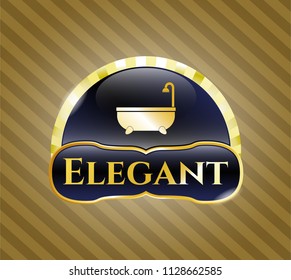  Gold badge with bathtub icon and Elegant text inside