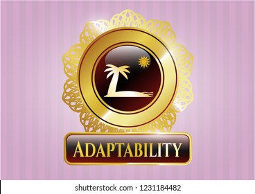  Gold badge with beach icon and Adaptability text inside