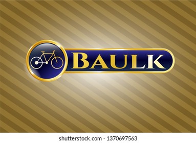  Gold badge with bike icon and Baulk text inside