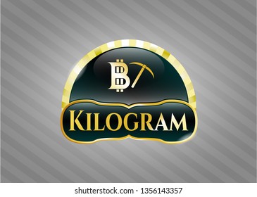  Gold badge with bitcoin mining icon and Kilogram text inside