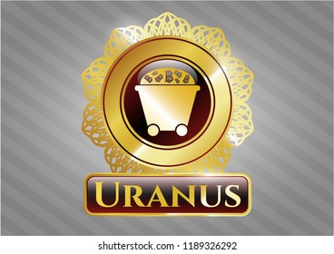  Gold badge with Bitcoin mining trolley icon and Uranus text inside