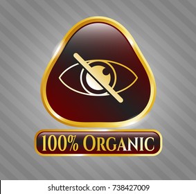  Gold badge with blind icon and 100% Organic text inside