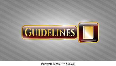  Gold badge with book icon and Guidelines text inside