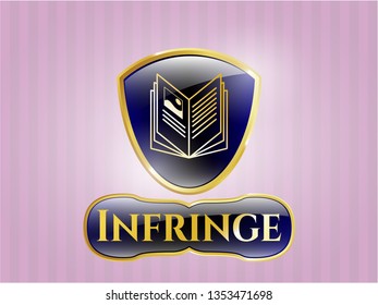  Gold badge with book icon and Infringe text inside